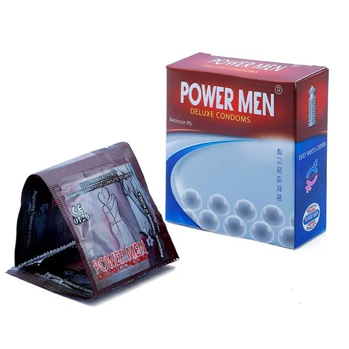 Power Men Pearl Studded Delay Condom with Benzocaine — hình 2