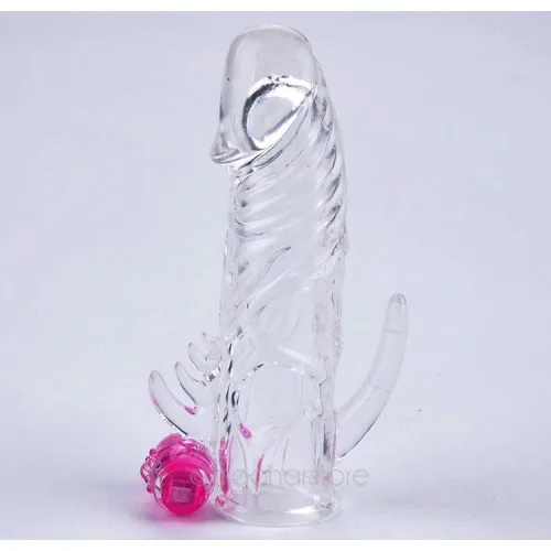 3D Silicone Vibrating Strap-On Condom Safe Pleasure — hình 2