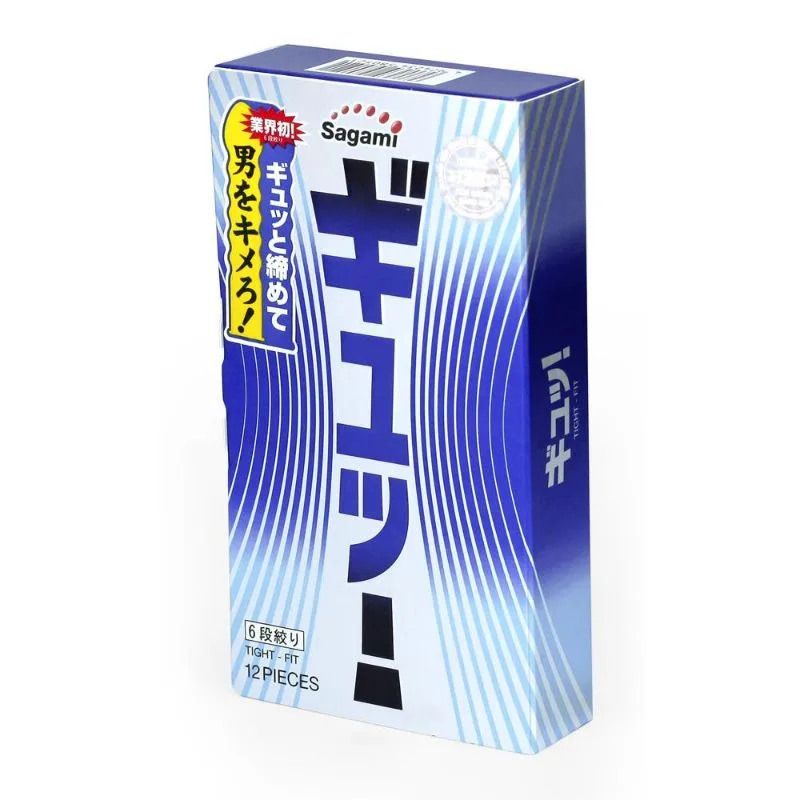 Sagami Tight Fit Ultra Thin 0.03mm Ribbed Condoms Box 12 — Ultimate Thinness and Sensation
