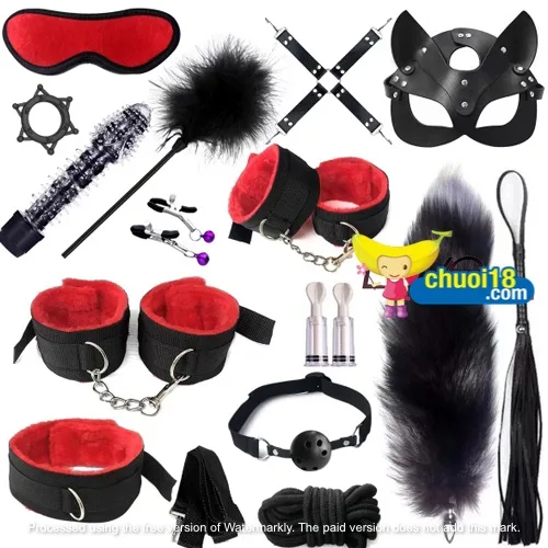 15-Piece BDSM Kit with Vibrator and Fox Tail Accessories — hình 10