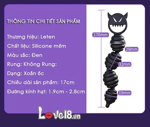Silicone Spiral Beads Anal Chain Devil Design Butt Plug — hình 5