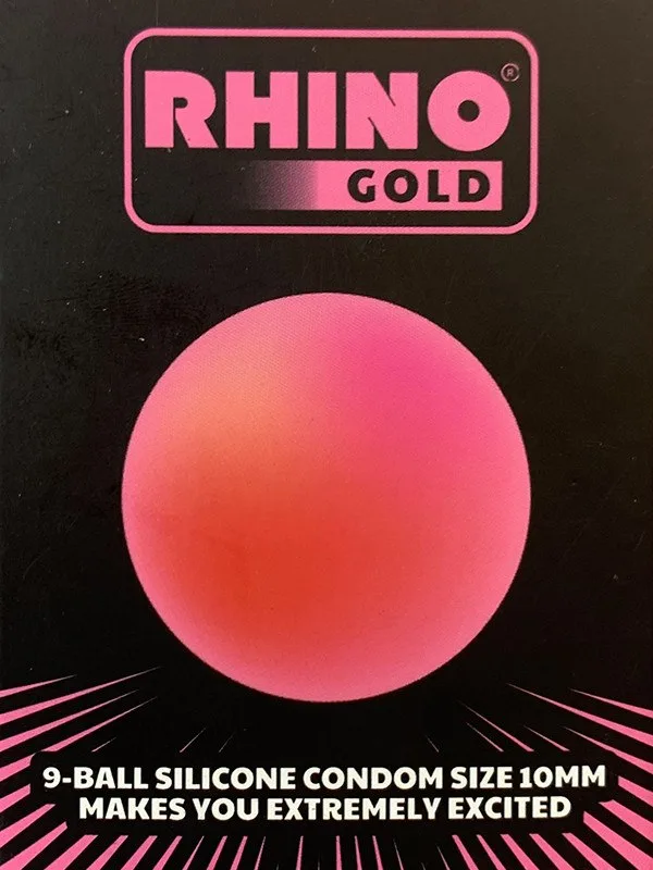 Rhino Gold Small 49mm Condom 9 Raised Dots with Lubricant — hình 2