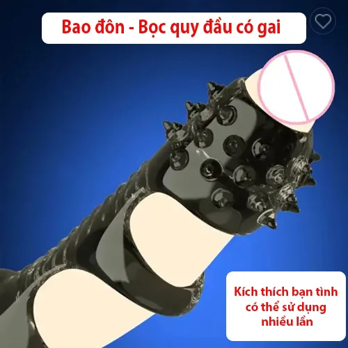 Silicone Spiked Penis Sleeve Head Enhancer Delay Erection — hình 2