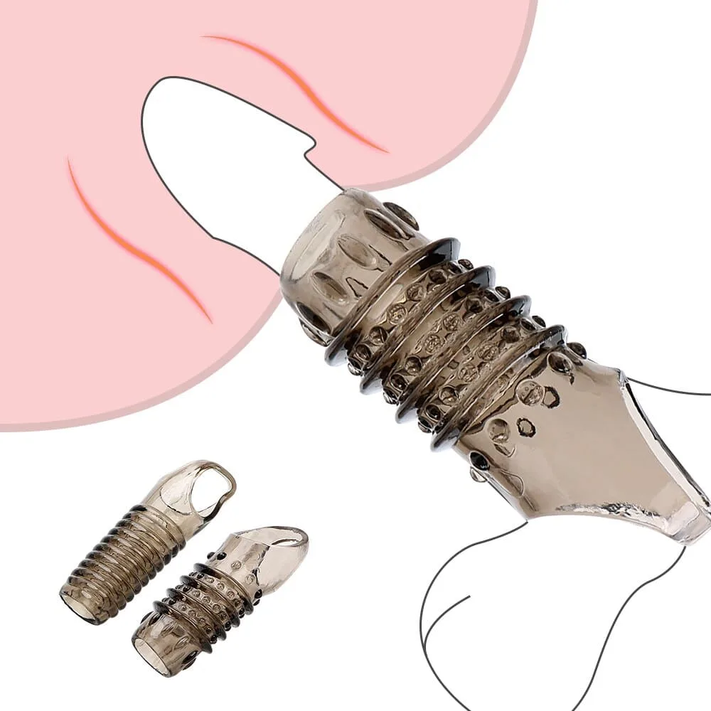 BD20B Spiked Ring Sleeve Enhances Size and Sensation — BD20B Middle Shaft Textured Cock Sleeve with Strap