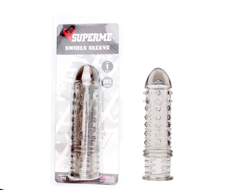 Super G-Spot Stimulating Textured Sleeve Black Transparent — hình 3