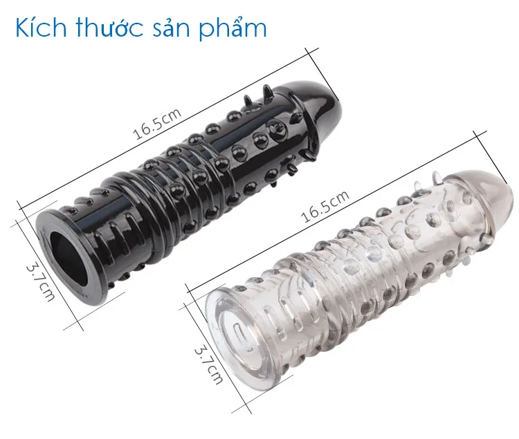 Super G-Spot Stimulating Textured Sleeve Black Transparent — hình 4