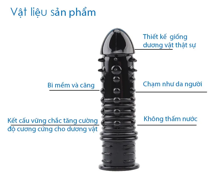 Super G-Spot Stimulating Textured Sleeve Black Transparent — hình 5
