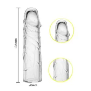 Transparent Ribbed Penis Sleeve No Vibration — hình 3