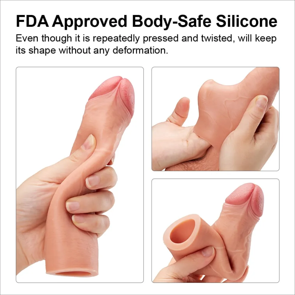 BD40 Soft Silicone Realistic Penis Extension Condom — Easy to Use and Maintain