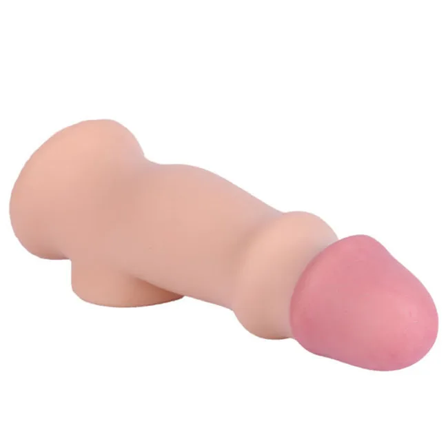 Super Soft Large Penis Sleeve With Scrotum Hole Silicone — hình 8