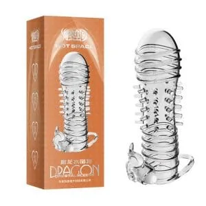 BD48 Textured Vibrating Dildo Condom for Enhanced Female — It is perfect for men looking to boost their size and bring