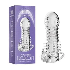 BD48 Textured Vibrating Dildo Condom for Enhanced Female — hình 6