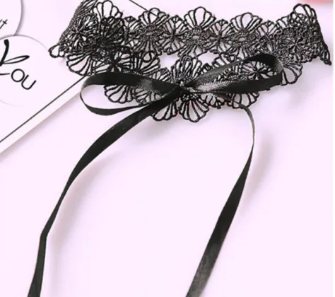 BDSM Lace Eye Mask and Choker Set Soft Adjustable Fit — hình 3