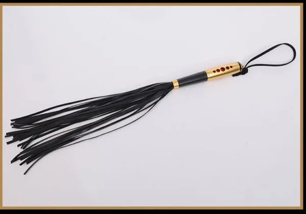 BDSM Gold Plated Leather Whip Intense Sensation Tool — Superior Craftsmanship and Materials