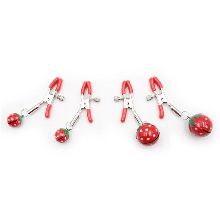 Strawberry Nipple Clips BDSM Metal Silicone Adjustable — Premium Quality Materials for Safety and Durability