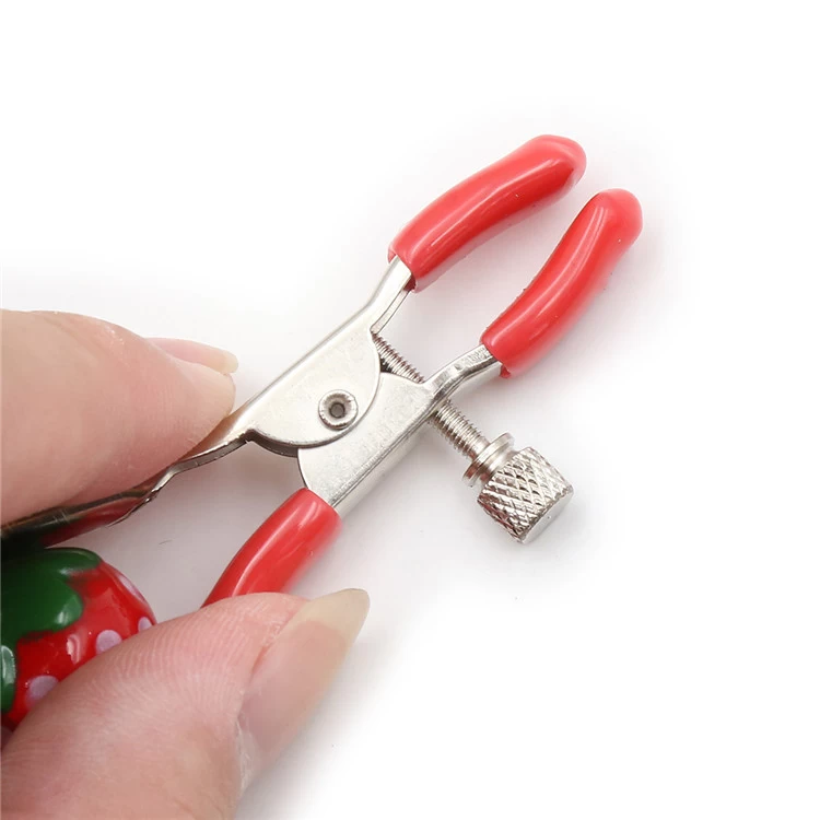 Strawberry Nipple Clips BDSM Metal Silicone Adjustable — The delightful jingling sound enhances arousal, adding an