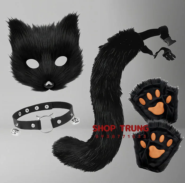Fluffy Pet Costume Adorable Furry Cosplay Kit Cat Fox Wolf — hình 3