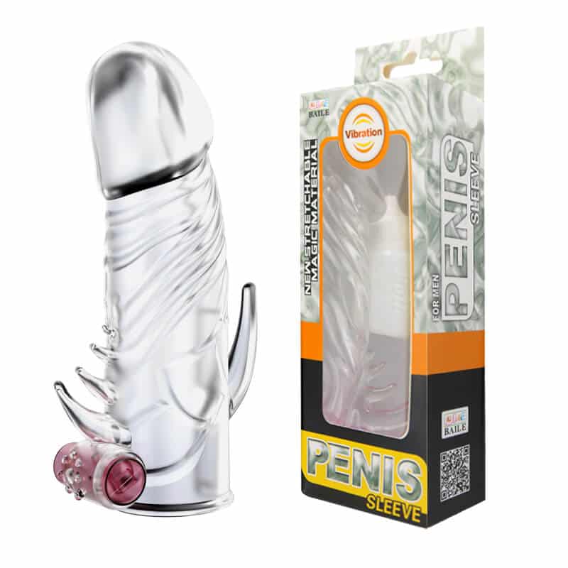 DC14 Clear Vibrating Spiked Extension Condom — hình 9