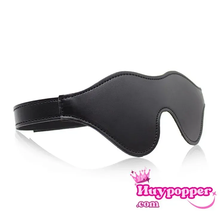 BDSM PU Leather Soft Blindfold with Adhesive Back — hình 2