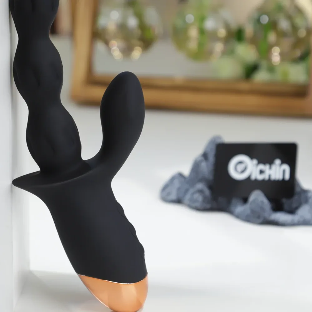 Black Pull Beads Dual Branch Silicone 10 Mode Anal — Using a bit of lubricant makes every moment smooth and
