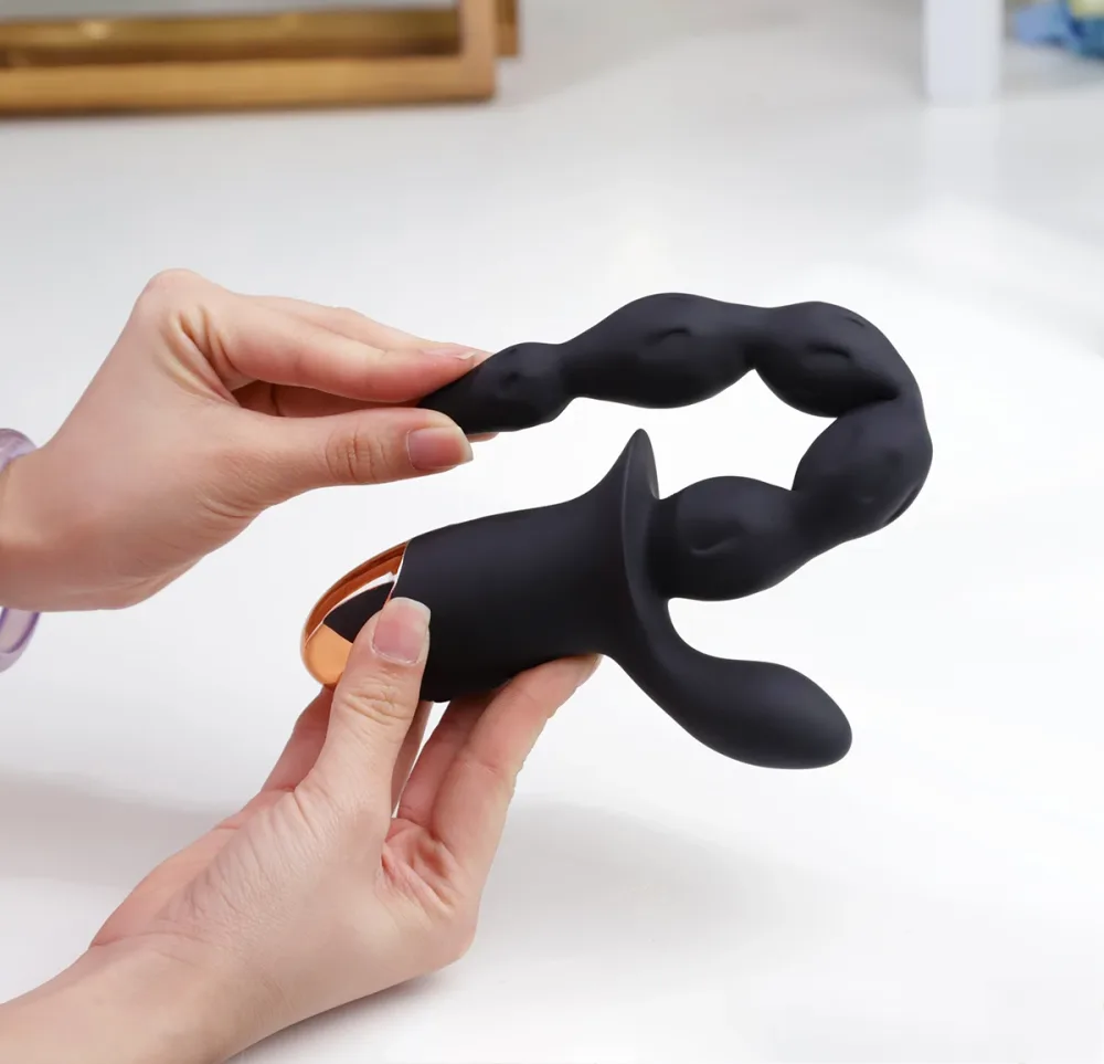 Black Pull Beads Dual Branch Silicone 10 Mode Anal — Premium Silicone for Supreme Comfort and Safety