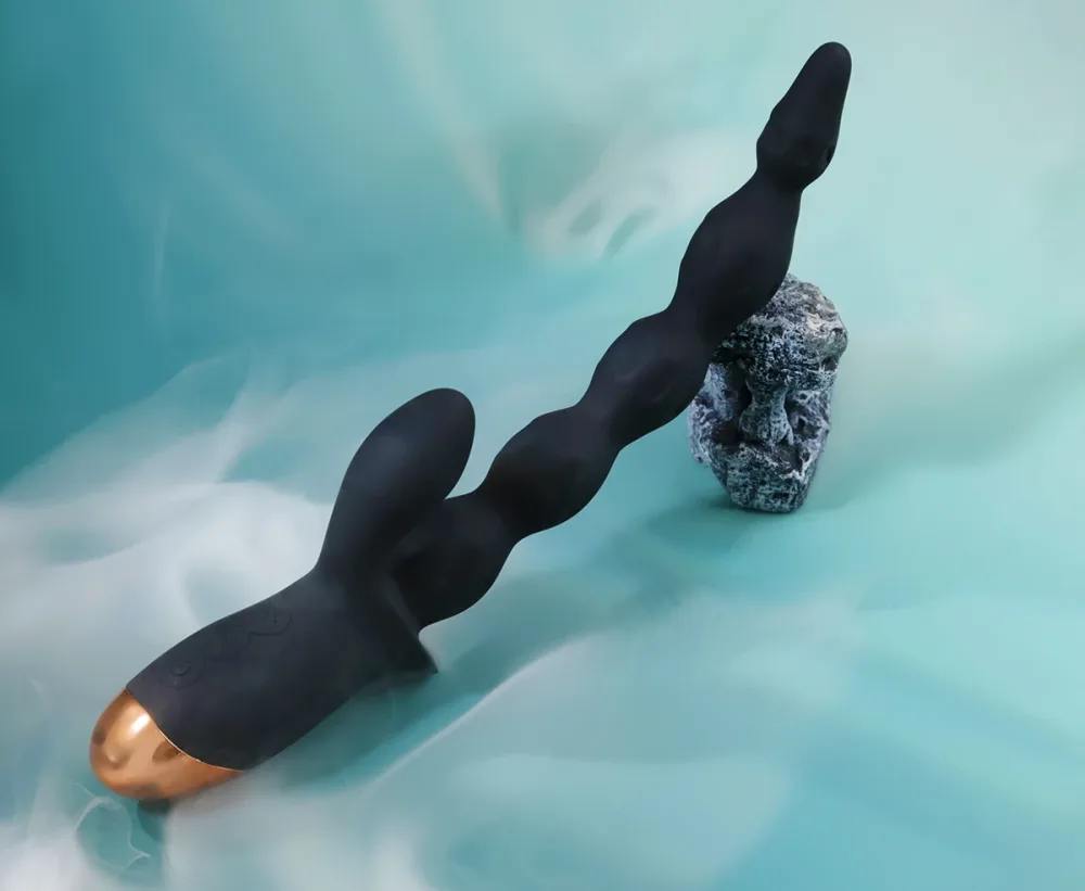 Black Pull Beads Dual Branch Silicone 10 Mode Anal — Innovative Branching Design for Enhanced Stimulation