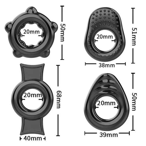 Set 4 Silicone Delay Penis Rings Enhance — Detailed Product Specifications