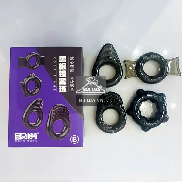 Set 4 Silicone Delay Penis Rings Enhance — hình 4