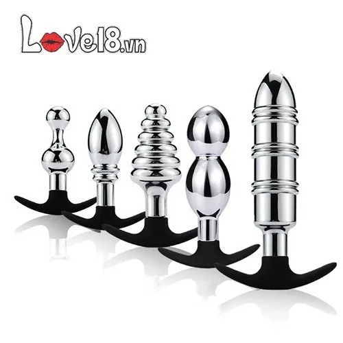 HM73 Metal Silicone Anal Plug Set 5pcs Prostate Massage — Perfectly crafted for gay couples or anyone exploring anal