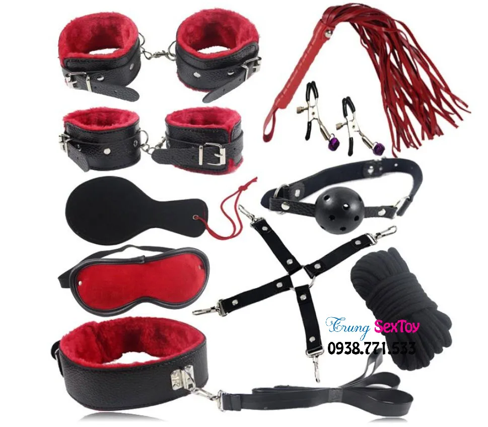 10-Piece BDSM Kit Full Set Bondage Toys Beginners and — hình 3