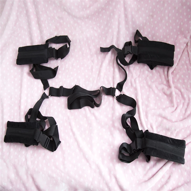 Adjustable BDSM Bed Restraint Kit Durable Bondage Gear — hình 2