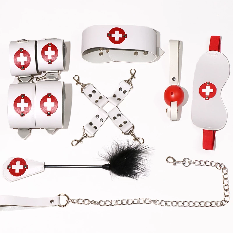 BDSM Nurse Costume 8-Piece Sexy Roleplay Lingerie Set — hình 3