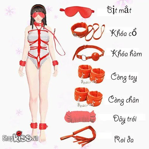 QT07 Red Leather BDSM 7-Piece Kit - Exciting Sensual Play — Designed for All, Perfect for Couples