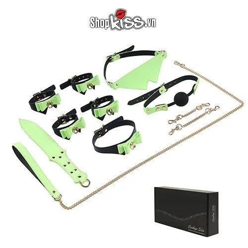 Glow 7pcs BDSM Toy Set Neon Metal PU Unique Pleasure — Premium Glow-in-the-Dark BDSM Toy Set by Runyu