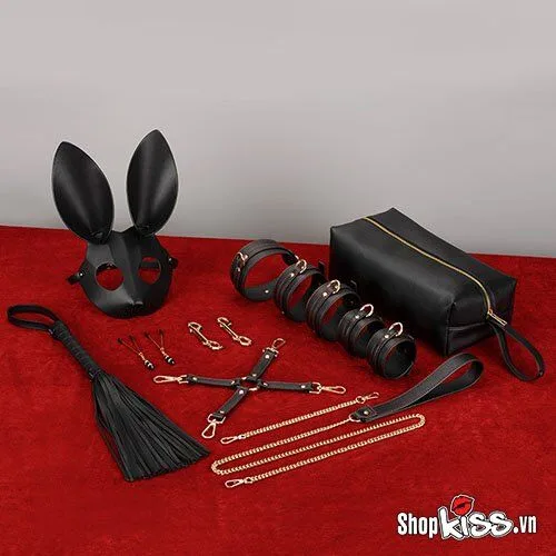 Premium BDSM Leather Cosplay Set with Bunny Mask for Couples — Exquisite Design and Quality Materials