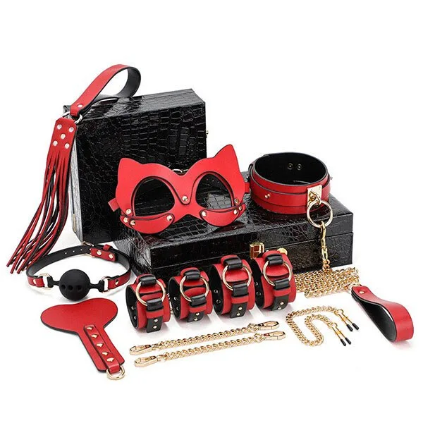 8-Piece Premium PU Leather BDSM Bondage Set for Couples — hình 2