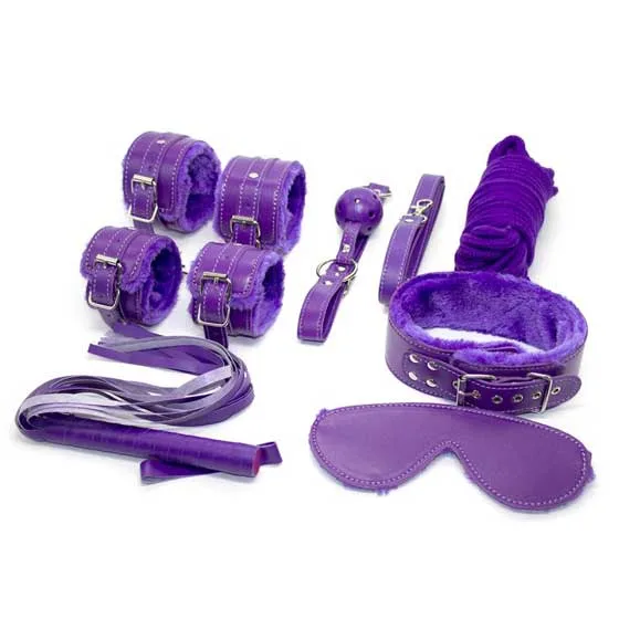7pcs Leather BDSM Toy Set Red Black Purple Elegant — Designed for those who crave intense, intimate experiences