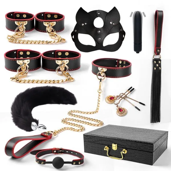 9-Piece Premium BDSM Set with Vibrator & Fox Tail — hình 2