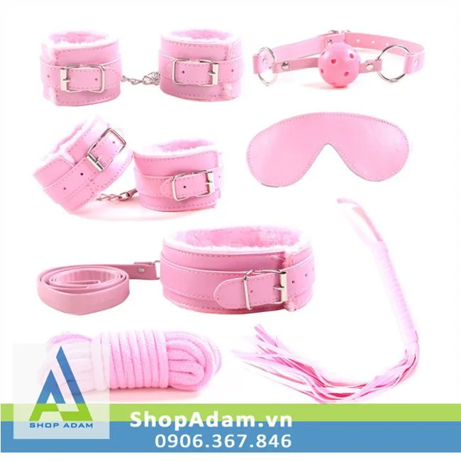 7-Piece BDSM Toy Set Pink Restraints