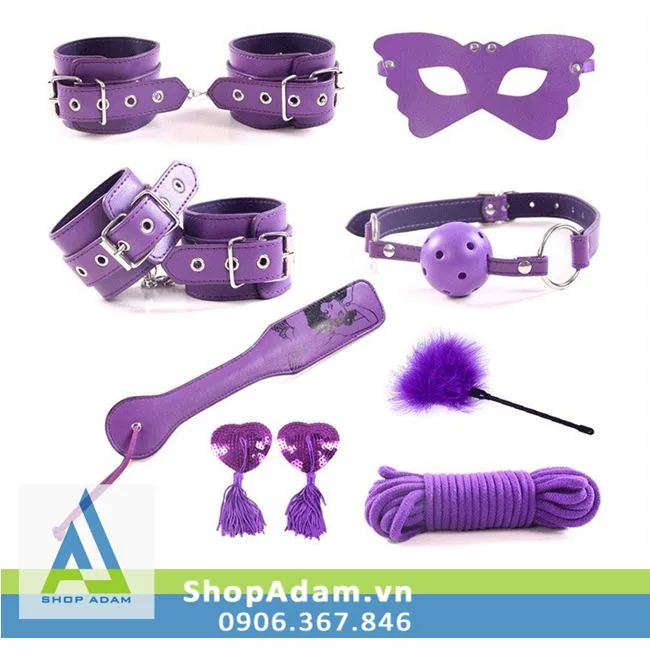 Purple 8-Piece High-End Bedroom BDSM Bondage Toy Set for Couples