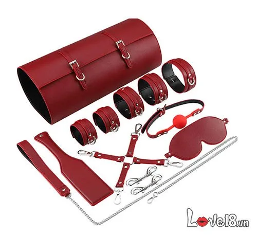 PU Leather BDSM Kit Red Black Bondage Restraint Set — PU Leather BDSM Kit Red Black Bondage Restraint Set Black