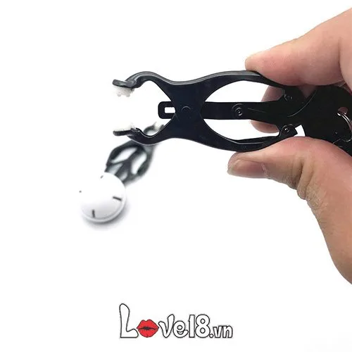 BZ09F BDSM Black Nipple Clamps with Jingle Bells Set — Engaging Pleasure with Unique Sound Effects