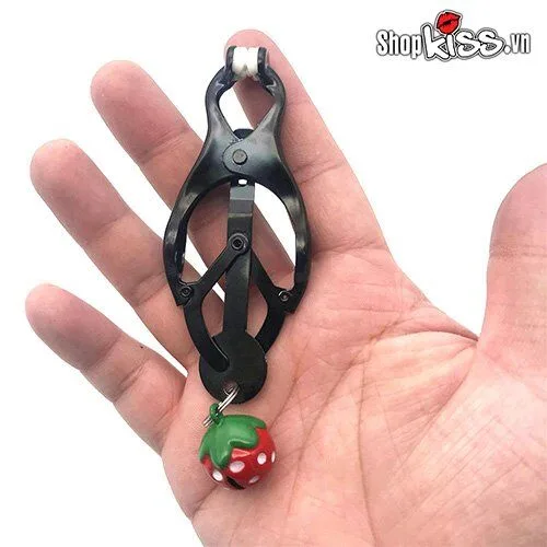 Sweet Strawberry Nipple Clamps with Bells – Erotic Couple — hình 4