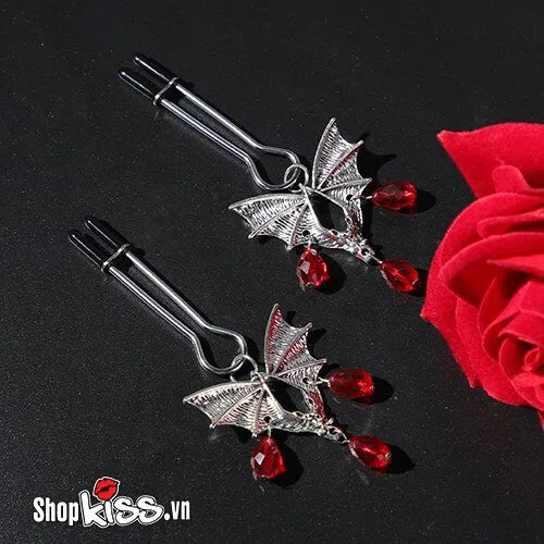 Black Wing BDSM Nipple Clamps Sexy Erotic Metal Cotton — Perfect for Adventurous Couples