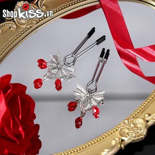 Black Wing BDSM Nipple Clamps Sexy Erotic Metal Cotton — Safe, Comfortable, and Effective Pleasure Enhancer