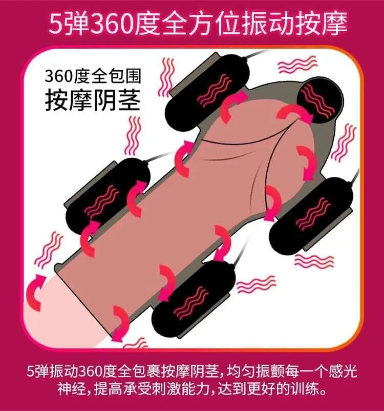 Male Masturbator Set 5 Vibration Heads Intense Pleasure — hình 3