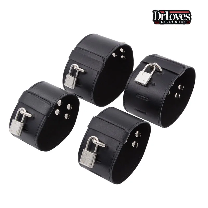 OEM BDSM Hand Foot Restraint Set With Locks Leather Soft — hình 6