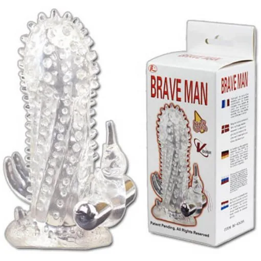 Brave Man Textured Vibrating Penis Sleeve Safe Silicone