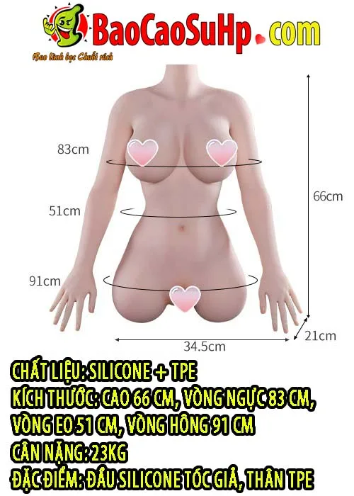 Hitomi 83cm 23kg Head-Only Sex Doll Realistic Face Sweet — hình 6