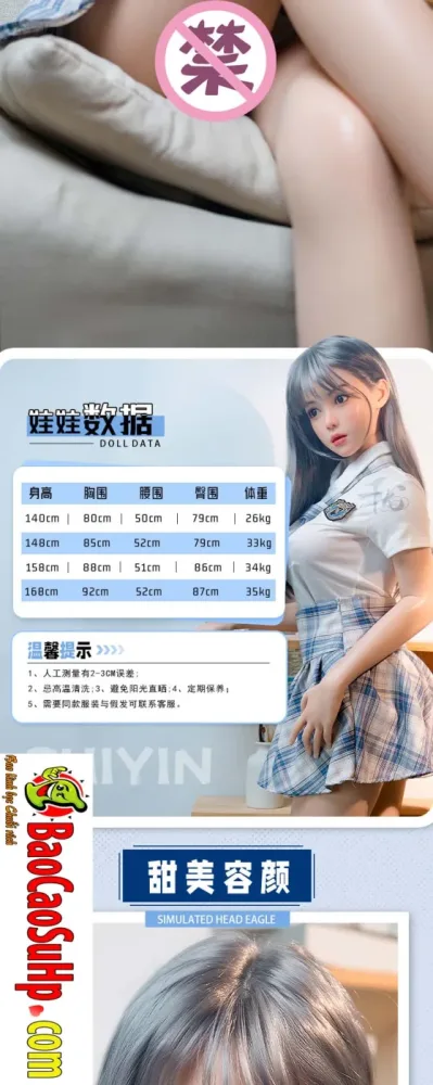 Bao Ngoc 1.58m Silicone Head Schoolgirl Realistic Doll — hình 8